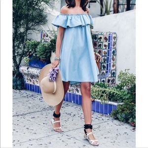 Express denim off the shoulder dress